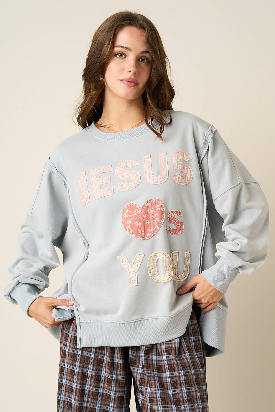 Jesus Love You Patchwork Sweatshirt