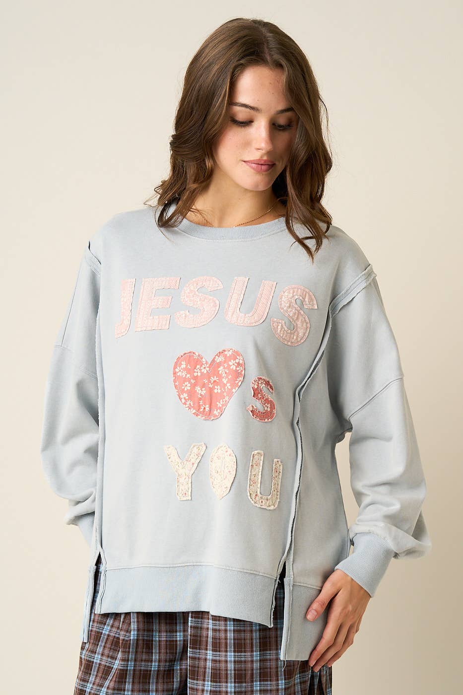 Jesus Love You Patchwork Sweatshirt