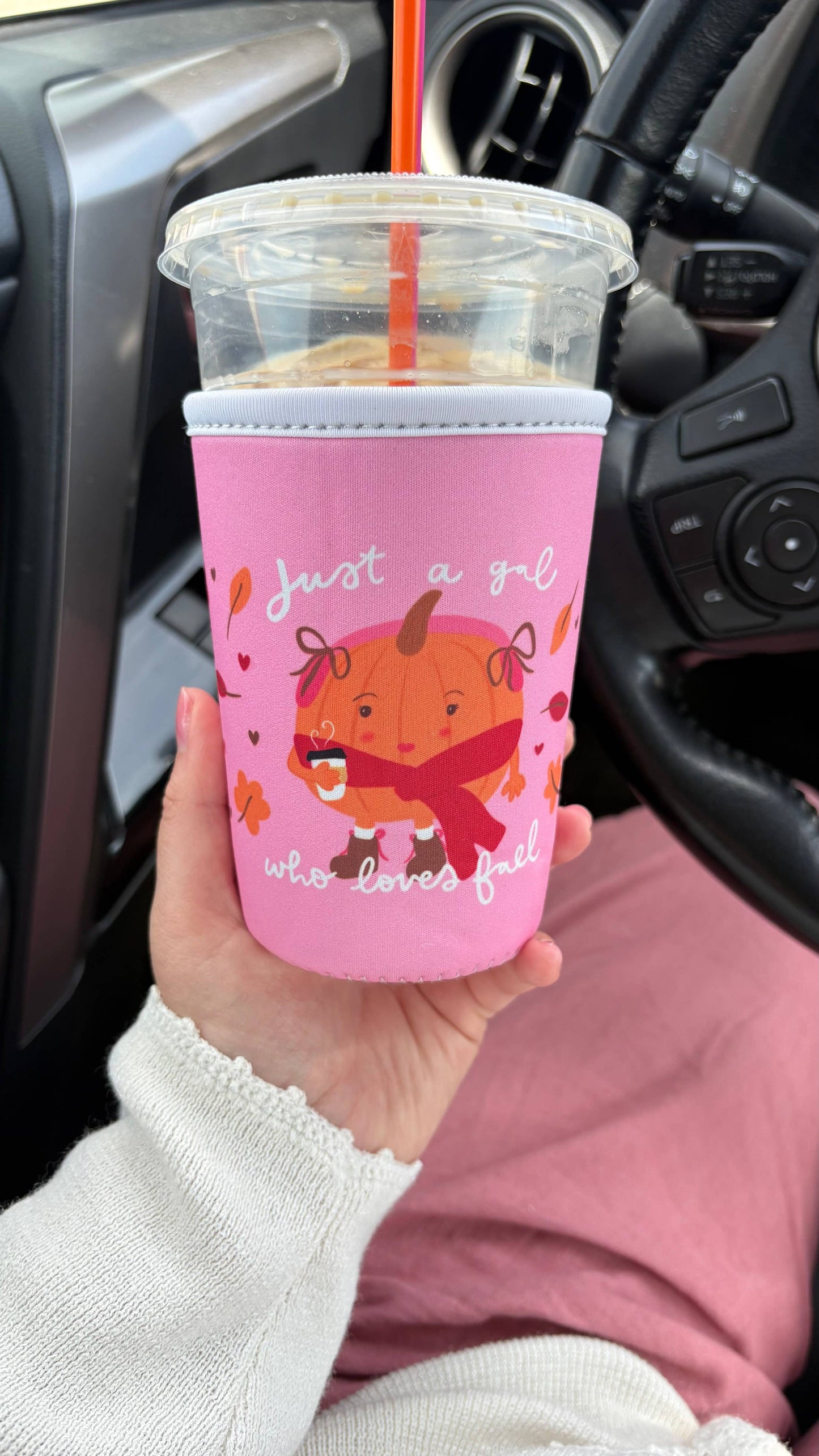 Pink Pumpkin Gal Coffee Coozie