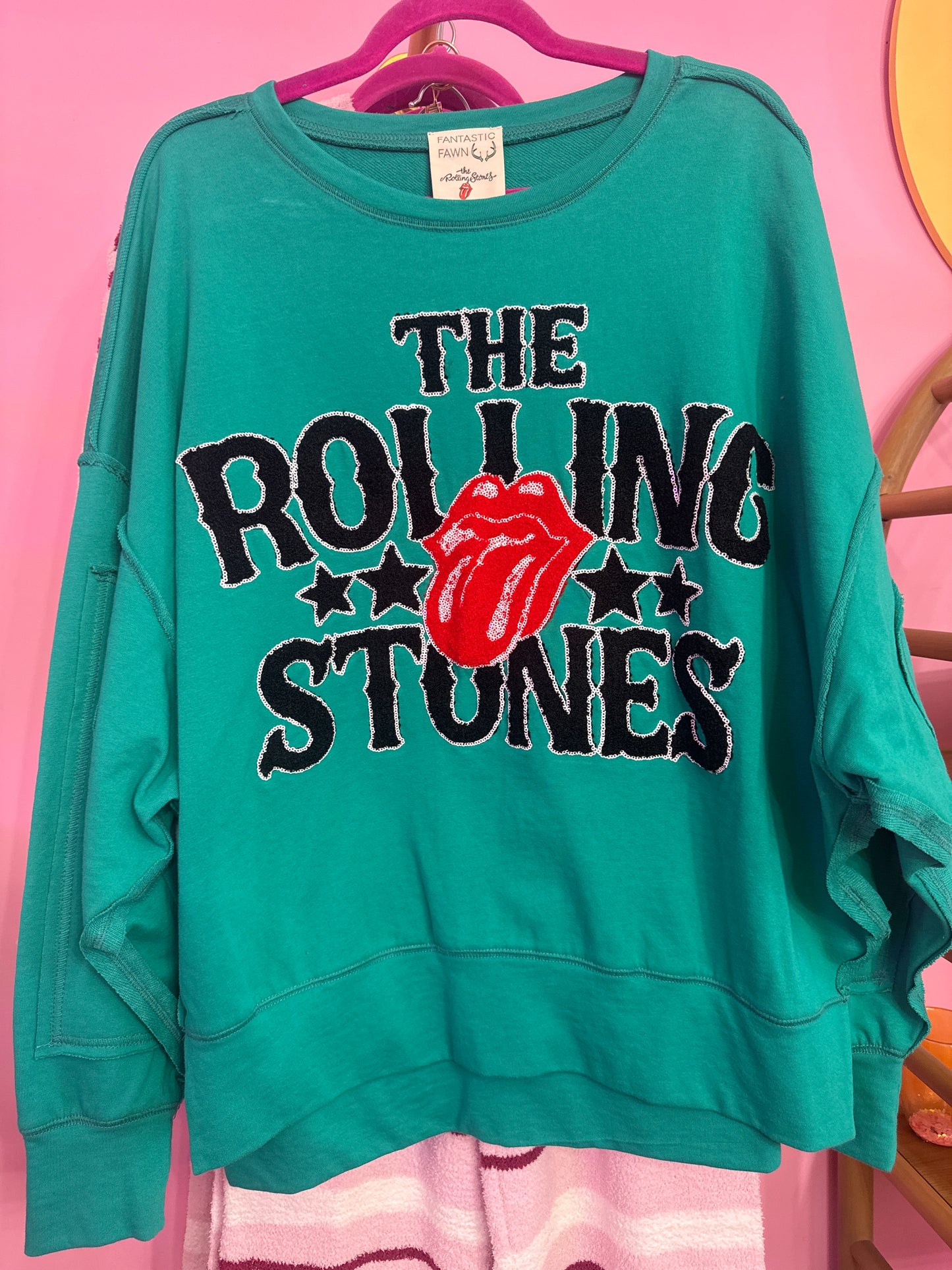 Green Rolling Stones pullover