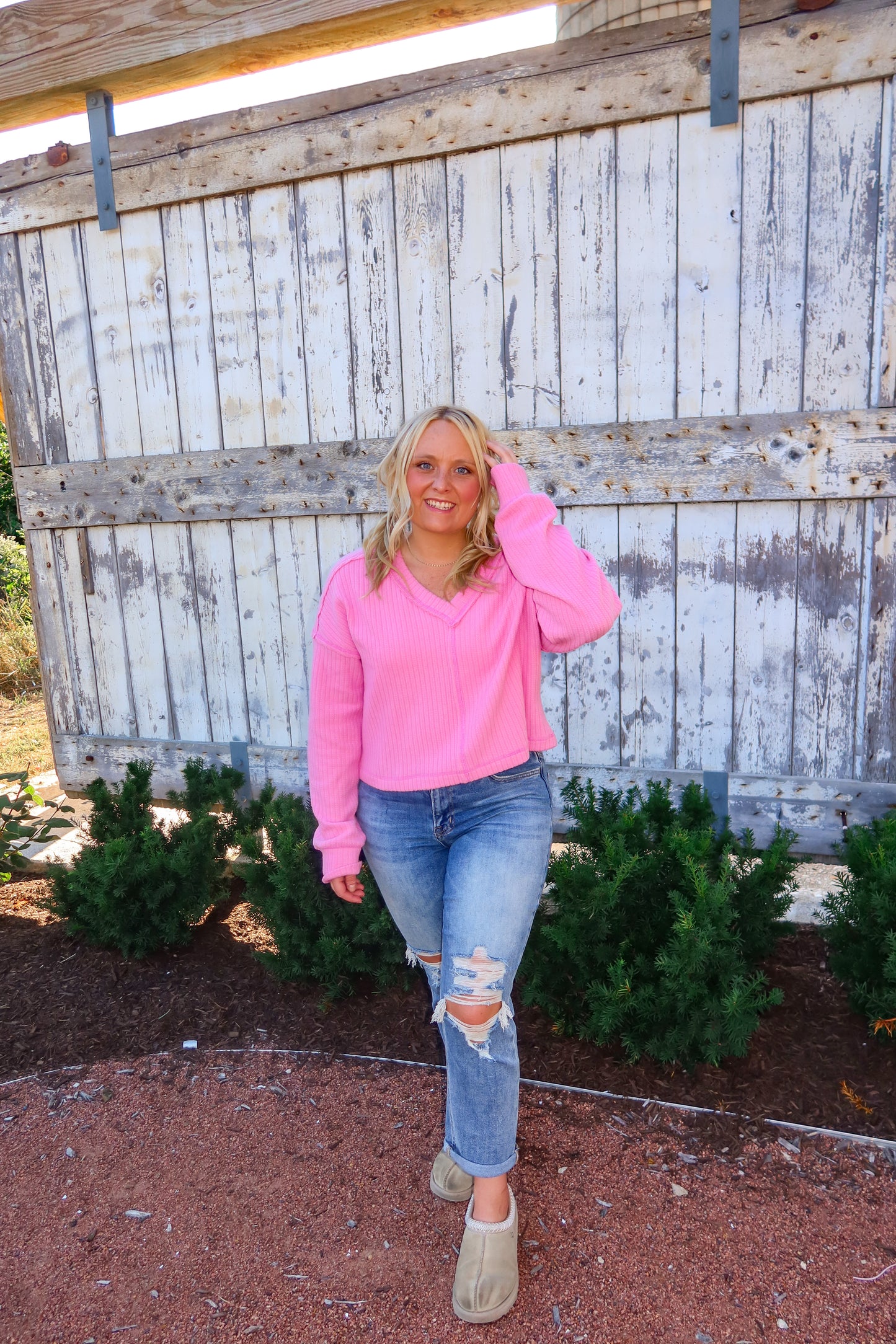 Pink Sky V-neck Top