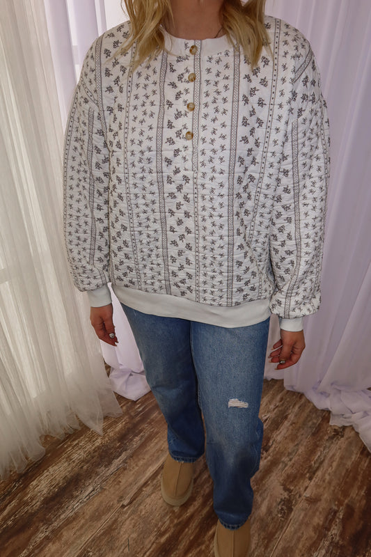Heirloom Floral Quilted Pullover