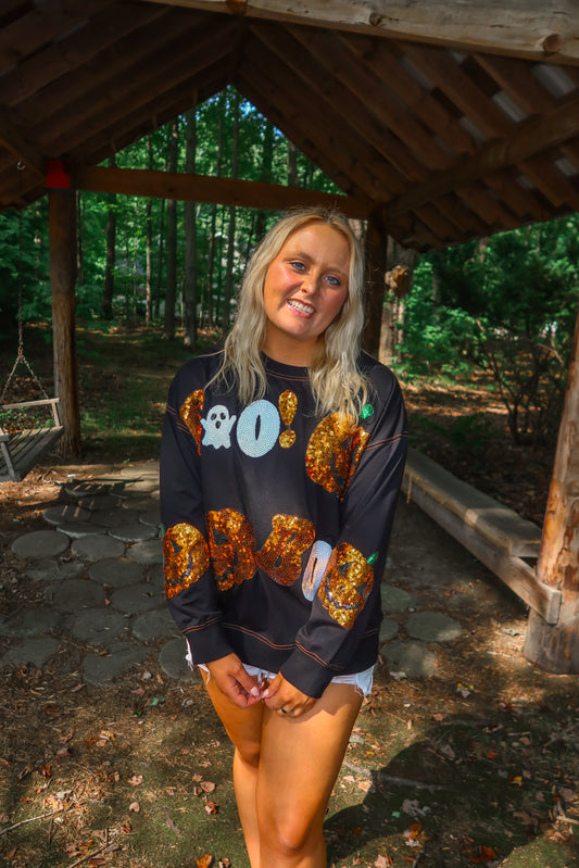 BOO Bling Halloween Pullover