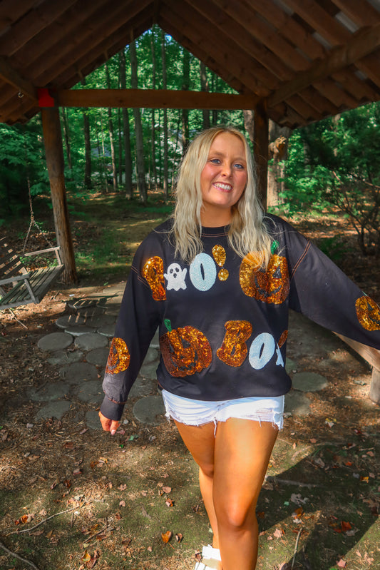 BOO Bling Halloween Pullover