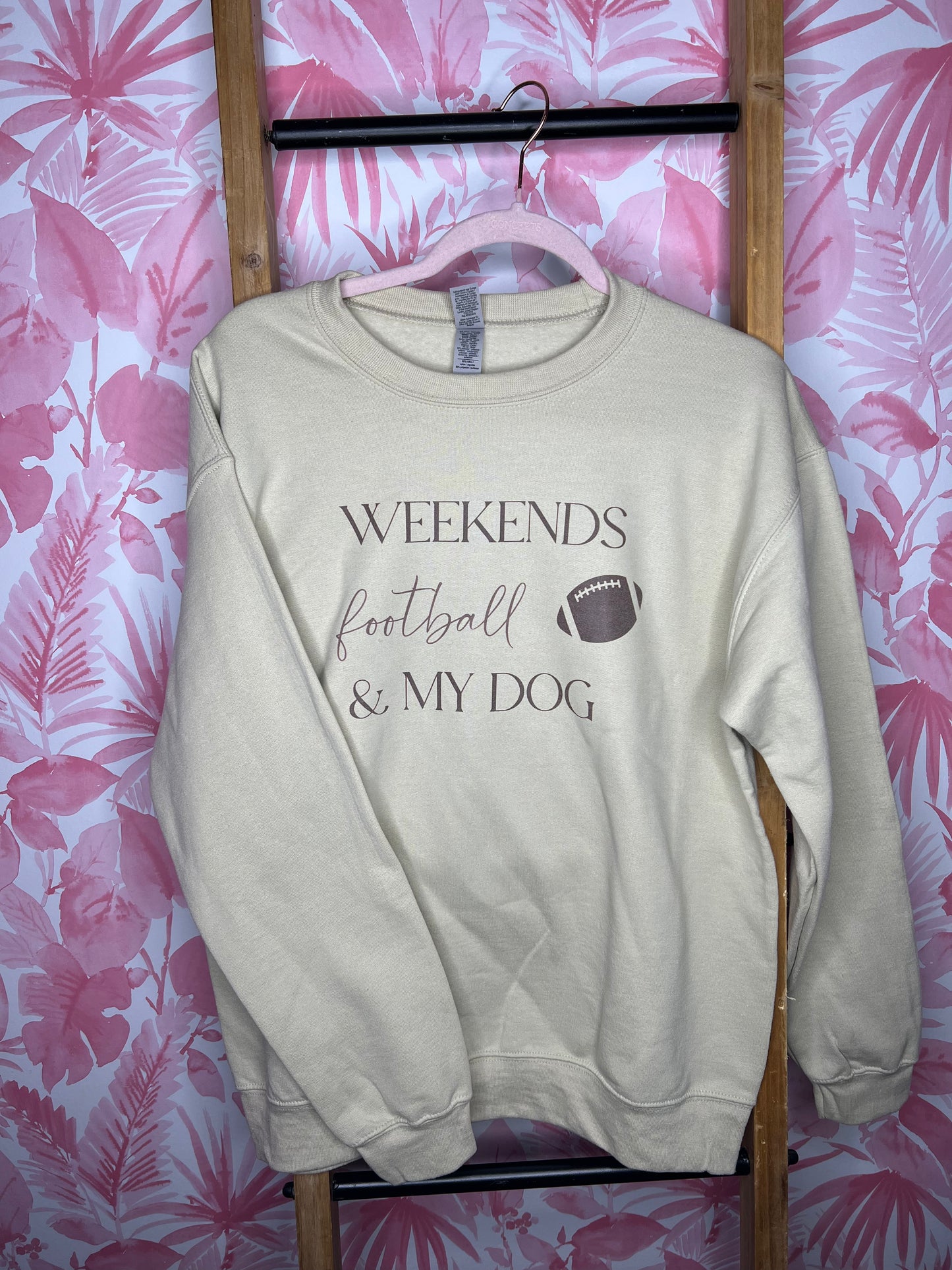 Weekends, football, & my dog Crewneck Sweatshirt