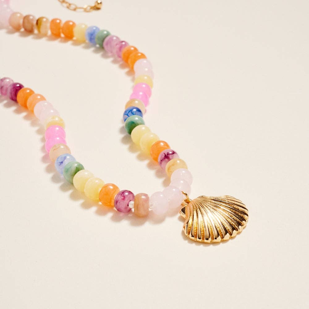 Marbled Beaded Shell Necklace