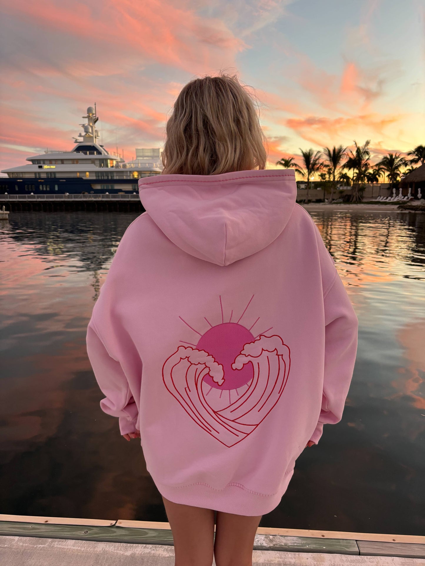 Ocean Heart Embroidered Oversized Hoodie