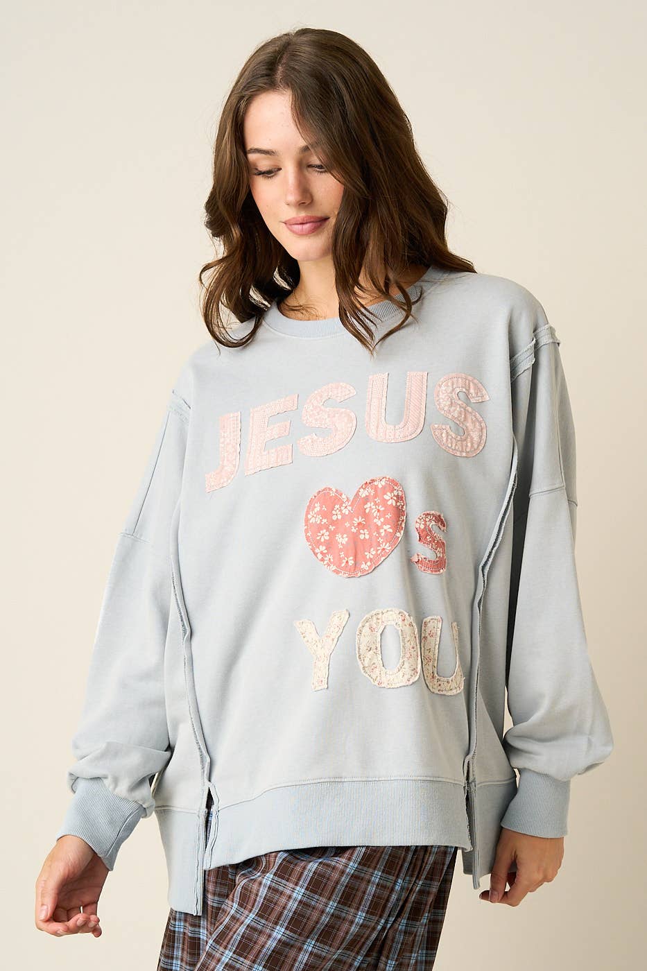 Jesus Love You Patchwork Sweatshirt