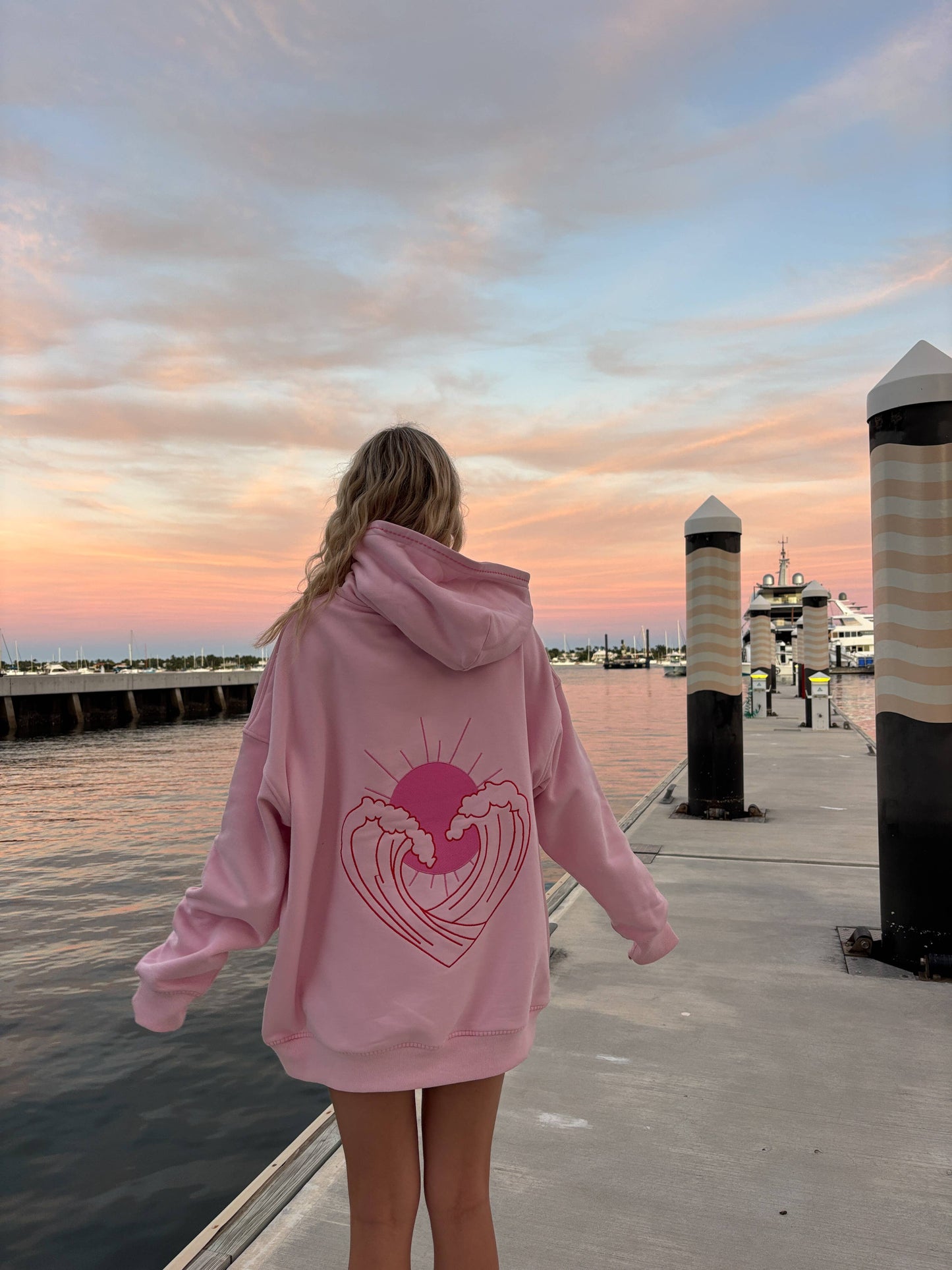 Ocean Heart Embroidered Oversized Hoodie