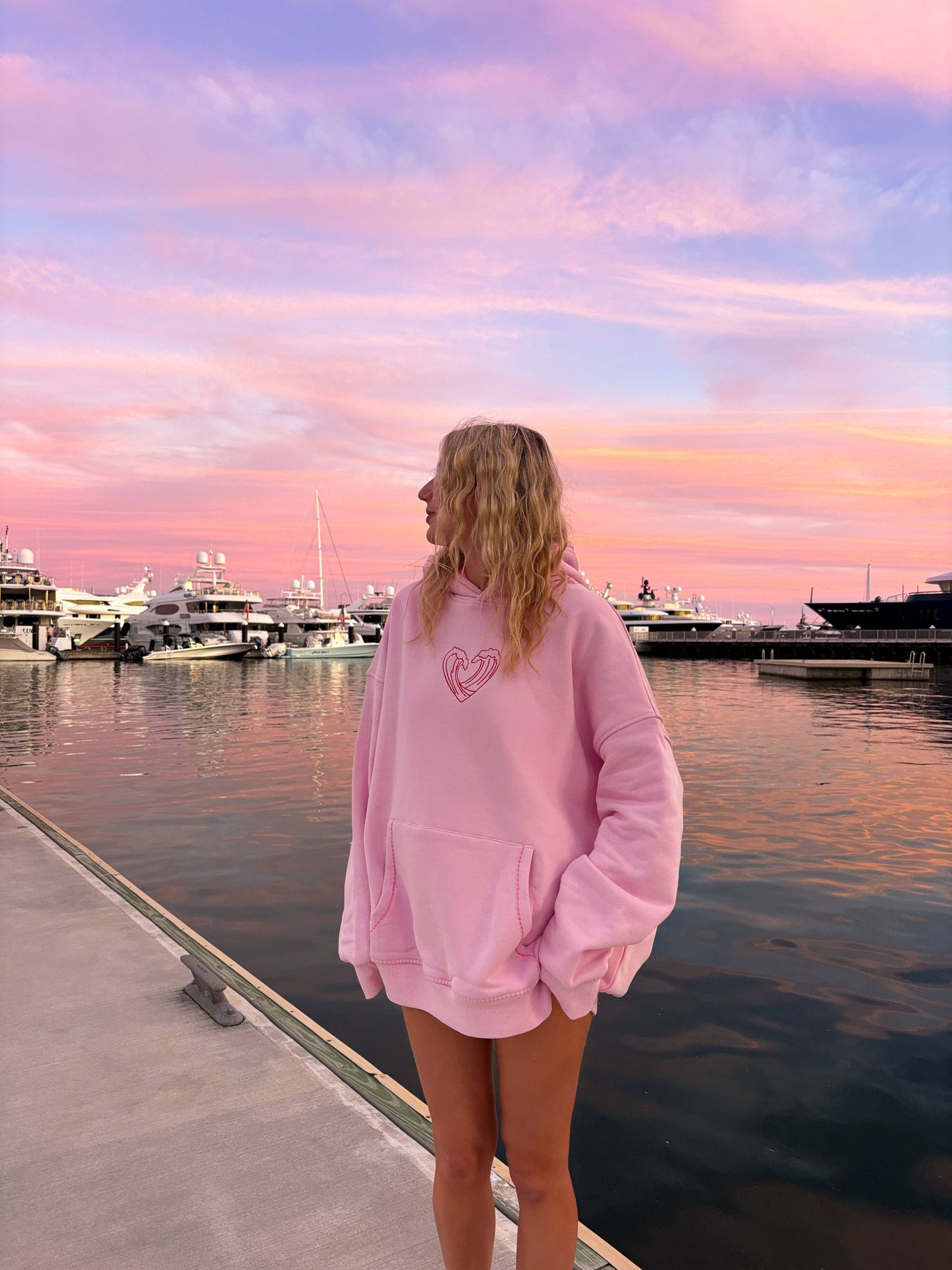 Ocean Heart Embroidered Oversized Hoodie