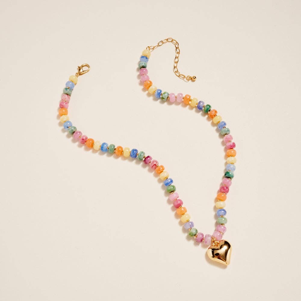 Beaded Heart Pendant Necklace
