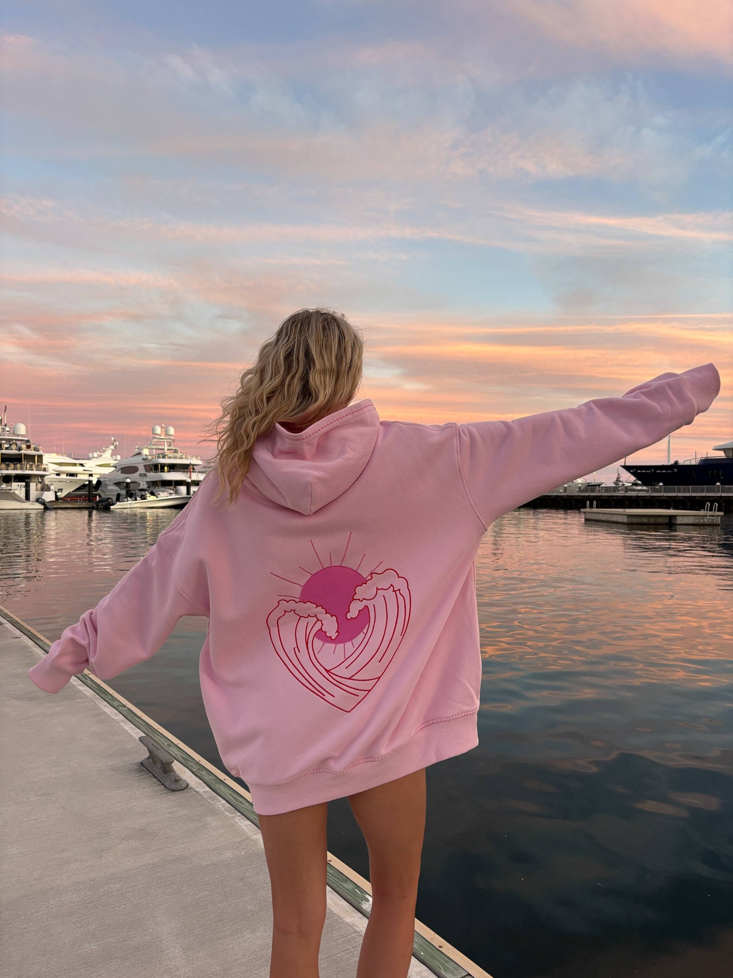 Ocean Heart Embroidered Oversized Hoodie