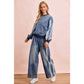 Washed Lace Denim Pants