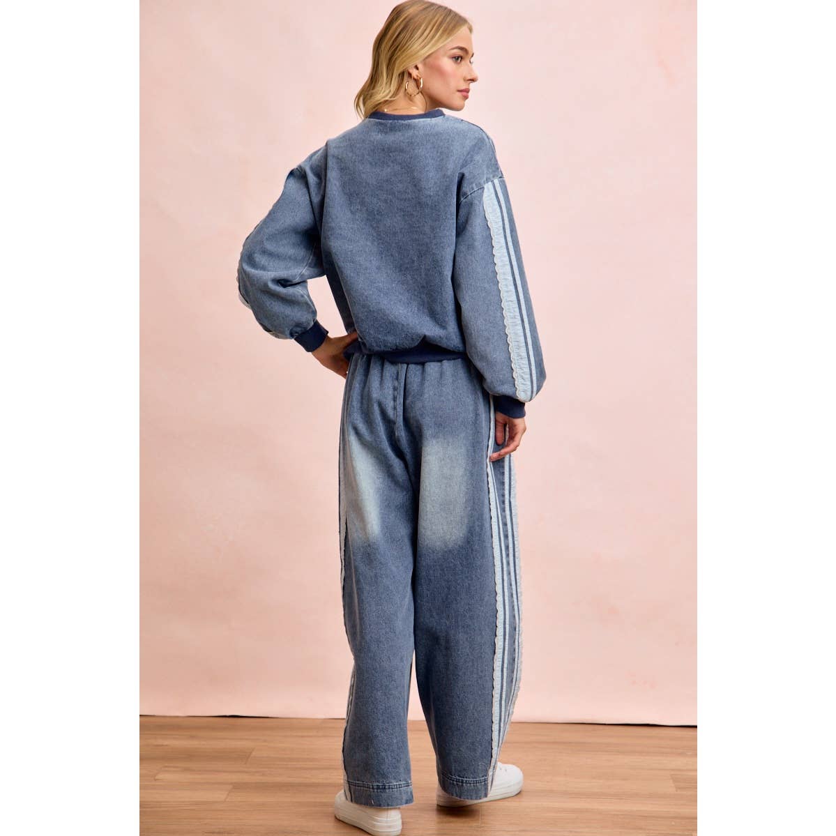 Washed Lace Denim Pants