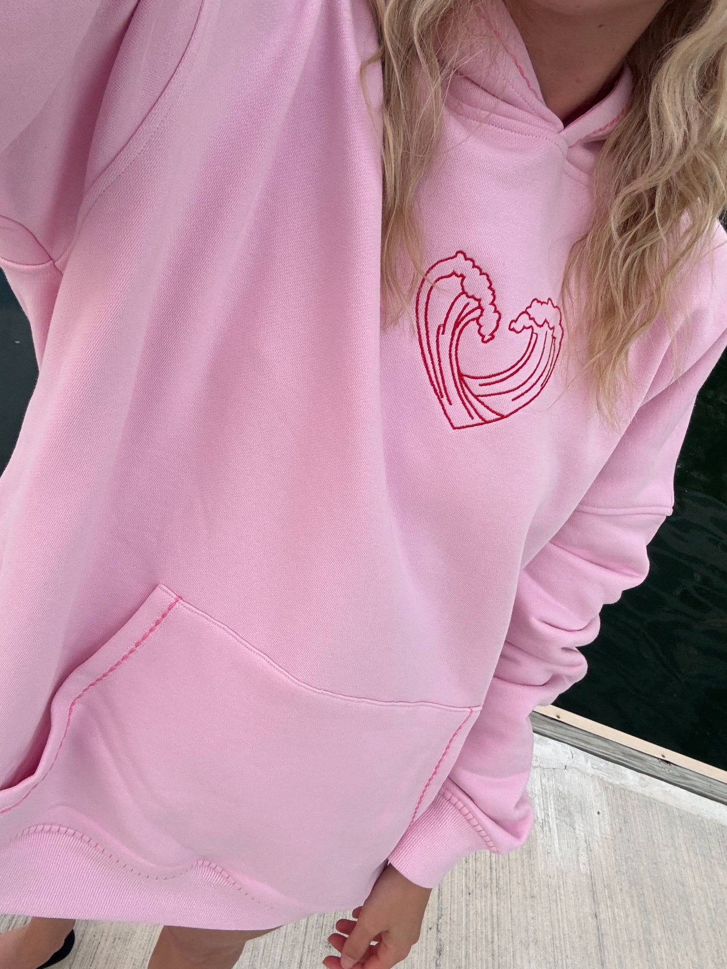 Ocean Heart Embroidered Oversized Hoodie