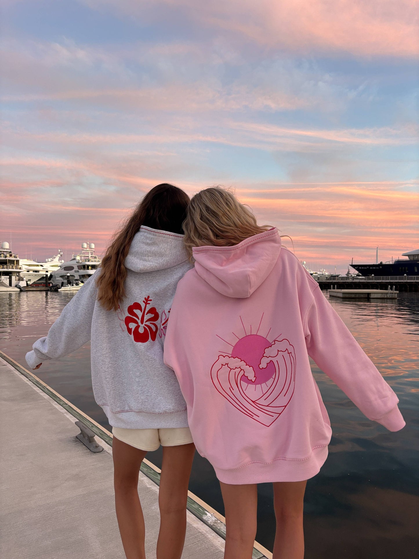 Ocean Heart Embroidered Oversized Hoodie