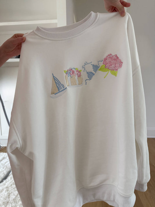 Old Harbor Garden Embroider Oversized Sweatshirt
