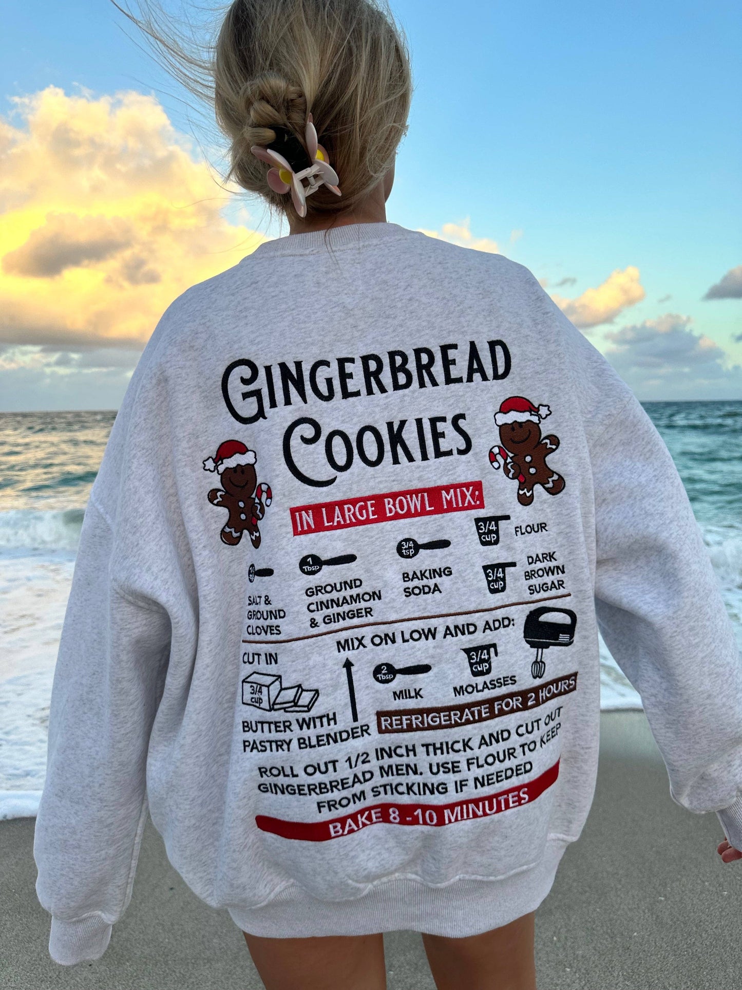 Gingerbread Recipe Christmas Embroider Sweatshirt